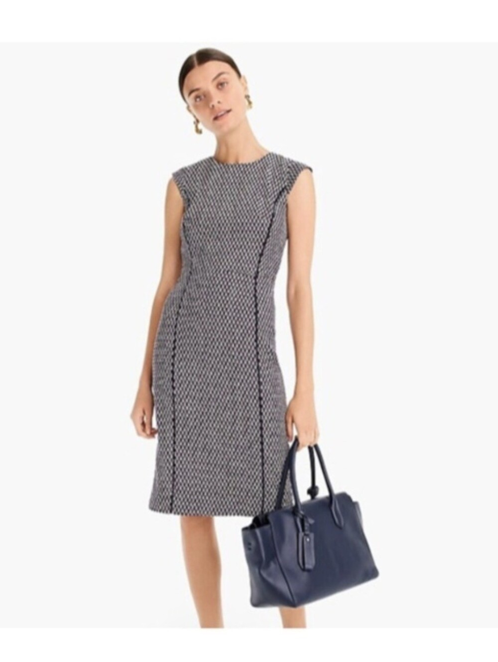 J. Crew Blue Cap Sleeve Matelasse Mini Sheath Dress 16